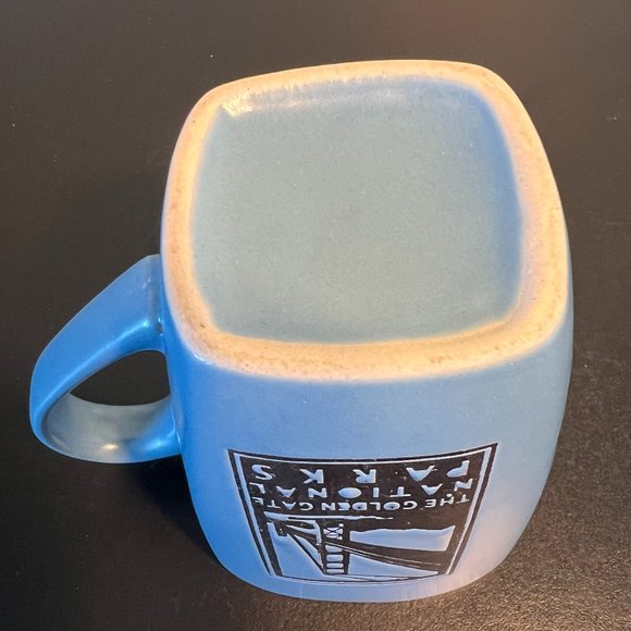 Golden Gate National Parks ART DECO Slate Blue Pottery Embossed Square Mug - Picture 9 of 9